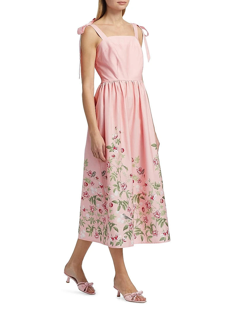 Floral Stretch Cotton Midi-Dress