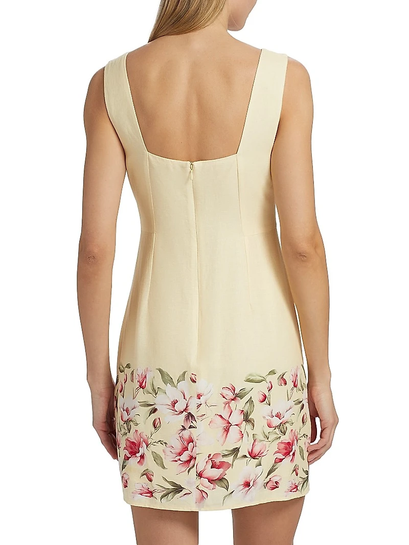 Floral Linen Shift Minidress