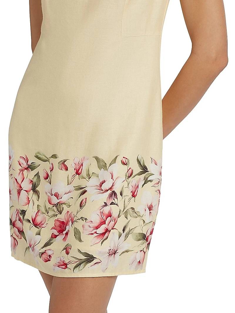 Floral Linen Shift Minidress