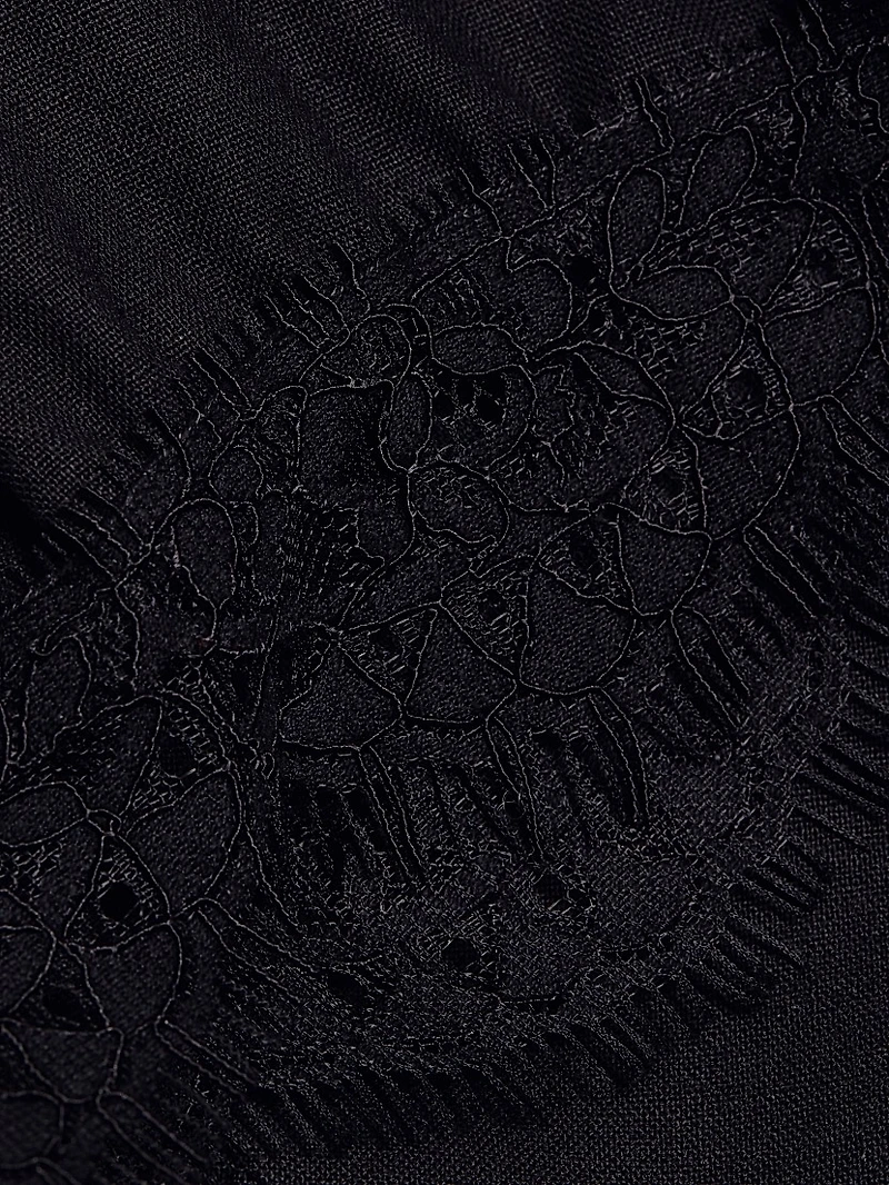 Lace-Trim Puff-Sleeve Shirt