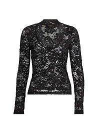 Stretch-Lace Long-Sleeve Top