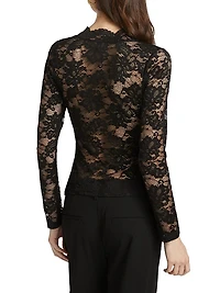 Stretch-Lace Long-Sleeve Top