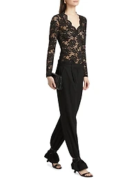 Stretch-Lace Long-Sleeve Top