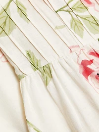 Floral Pintuck Waist Midi-Dress