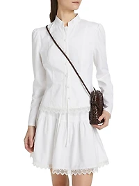 Lace-Trimmed Button-Front Blouse