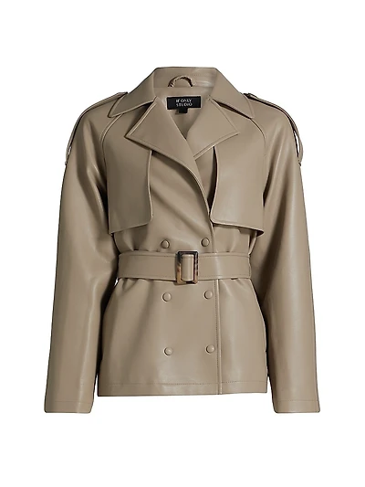 Faux Leather Trench Coat