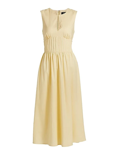 Pintuck Waist Midi-Dress