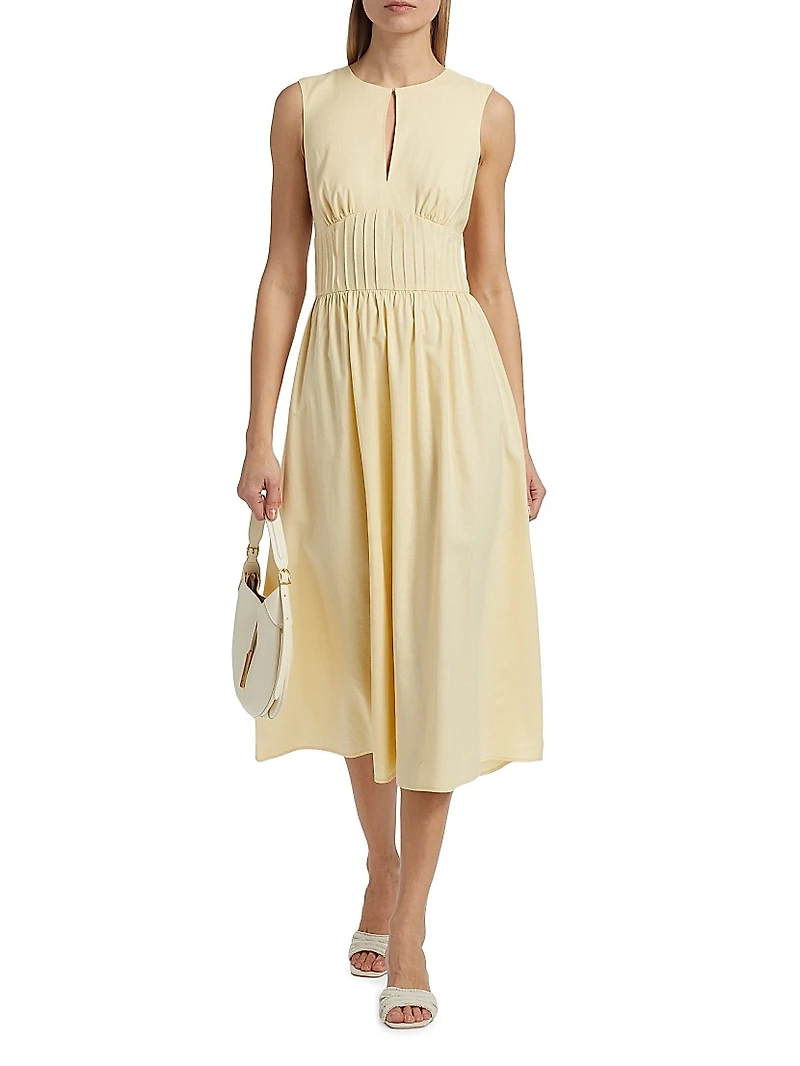 Pintuck Waist Midi-Dress