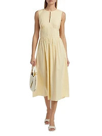 Pintuck Waist Midi-Dress