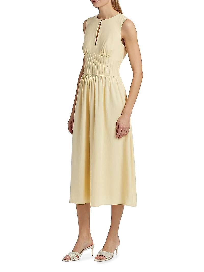 Pintuck Waist Midi-Dress