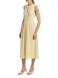 Pintuck Waist Midi-Dress