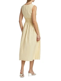 Pintuck Waist Midi-Dress