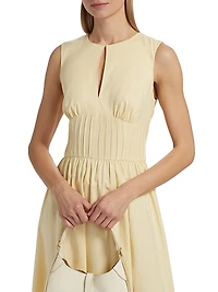 Pintuck Waist Midi-Dress