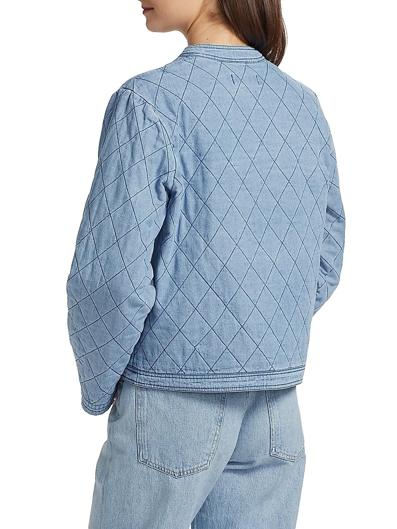 Bow Quilted Denim Jacket