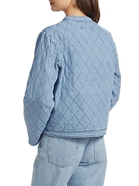 Bow Quilted Denim Jacket