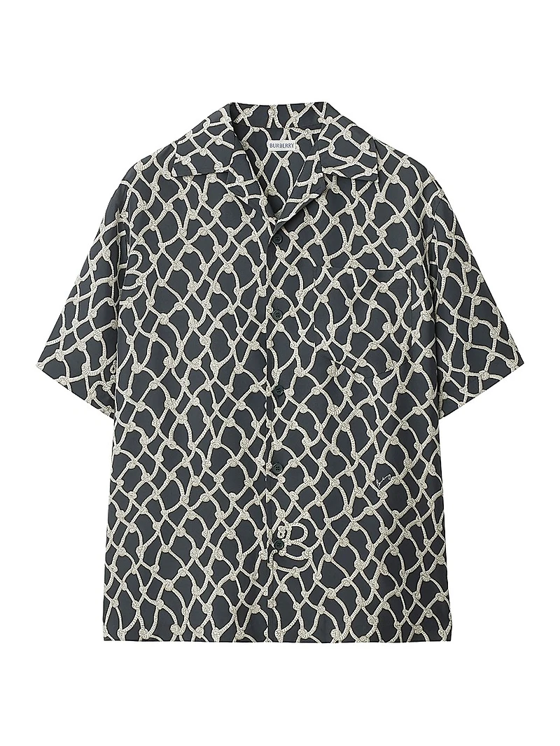Knot Printed Silk Camp Shirt