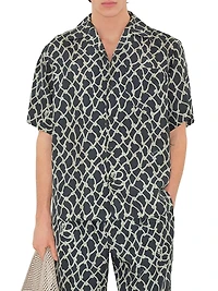 Knot Printed Silk Camp Shirt