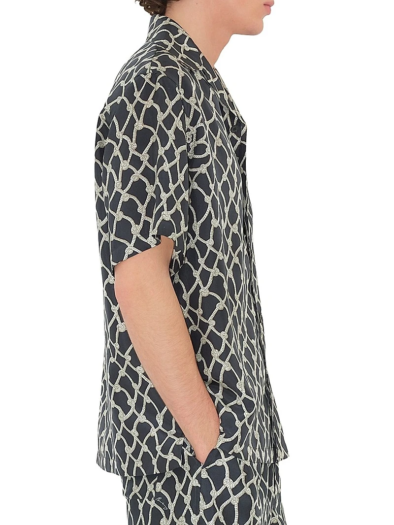 Knot Printed Silk Camp Shirt