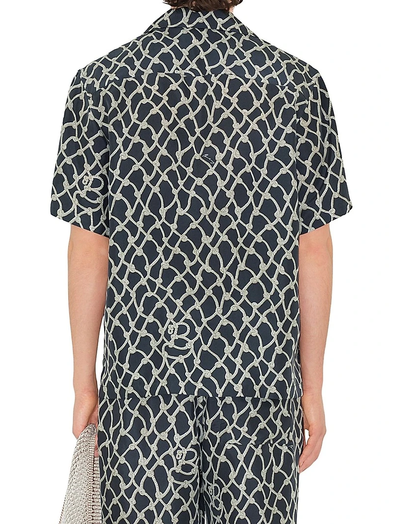 Knot Printed Silk Camp Shirt