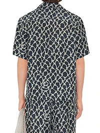 Knot Printed Silk Camp Shirt