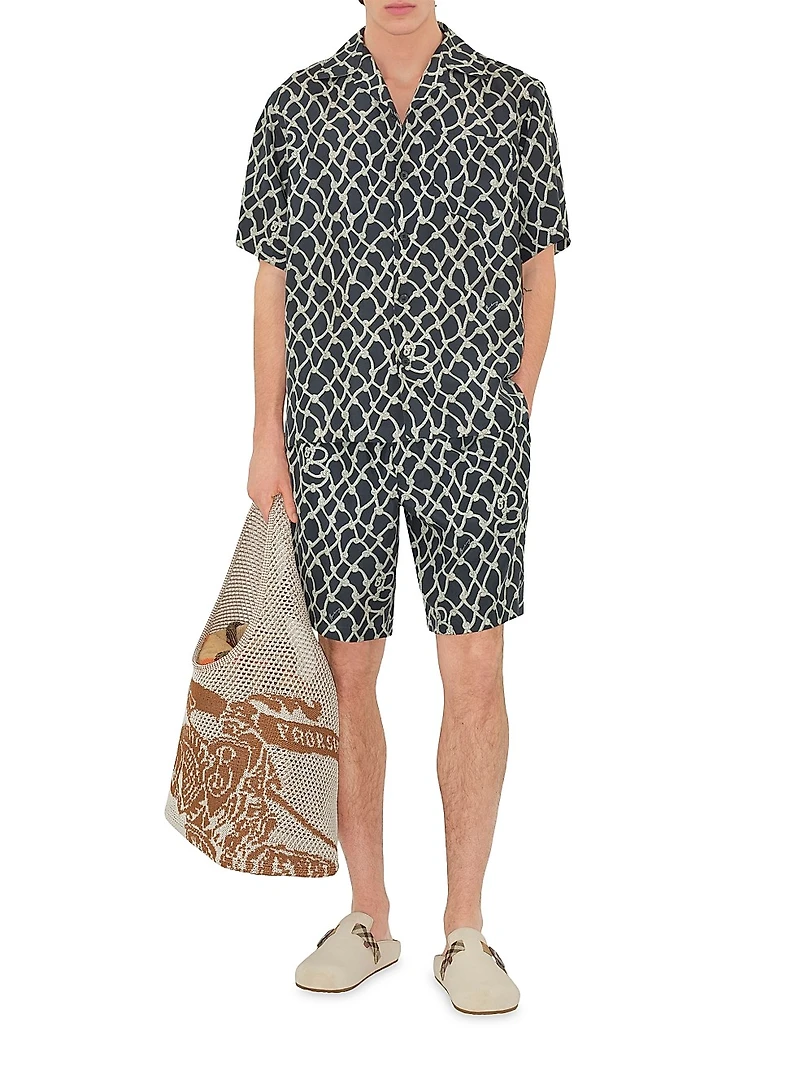 Knot Printed Silk Camp Shirt