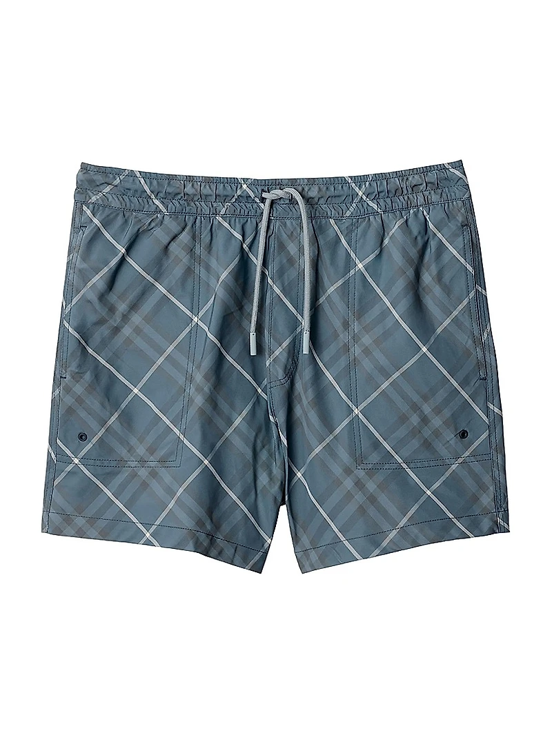 Check Drawstring Swim Shorts