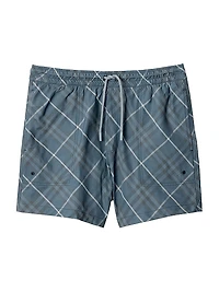 Check Drawstring Swim Shorts
