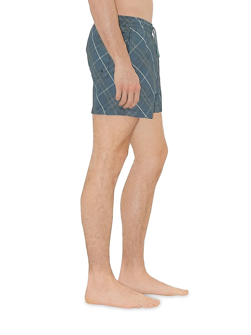 Check Drawstring Swim Shorts