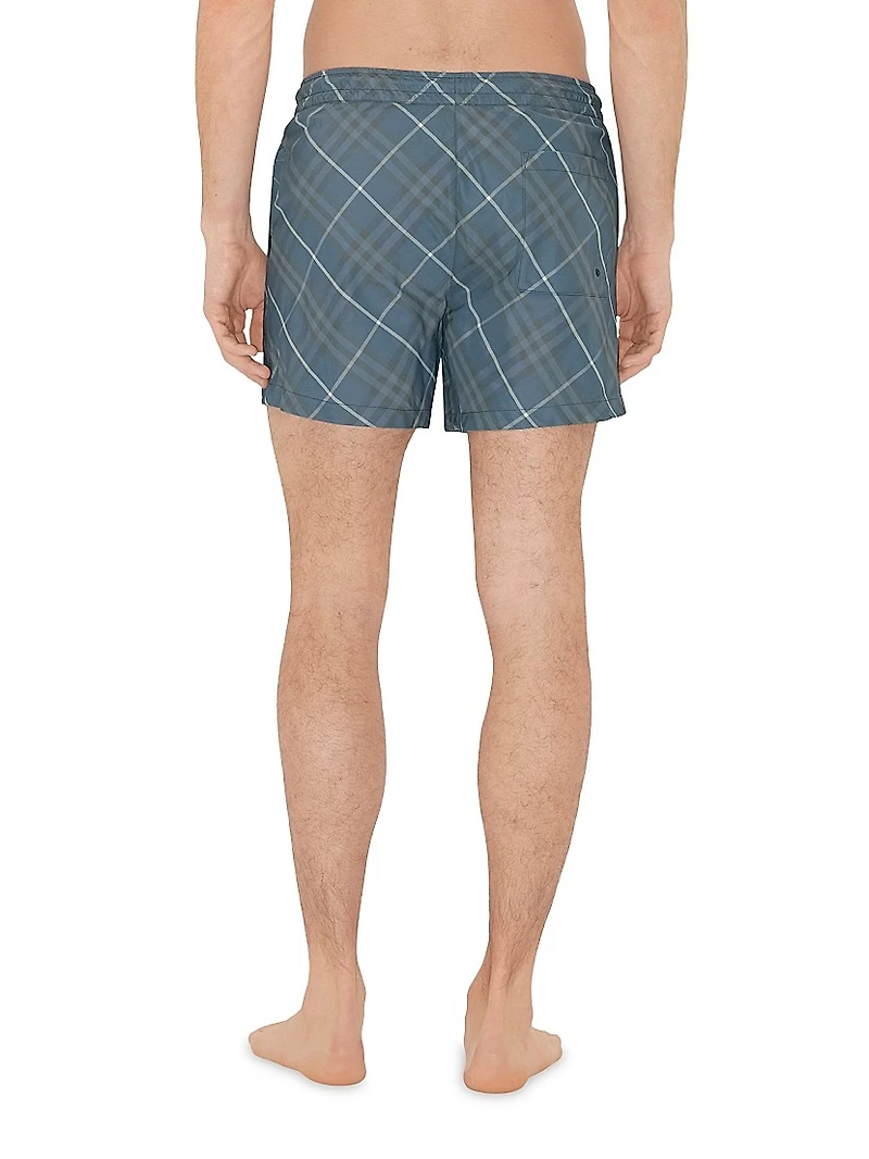 Check Drawstring Swim Shorts