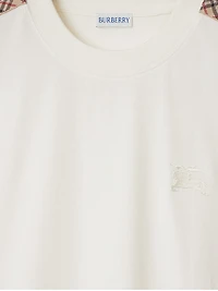 Check Shoulder Cotton T-Shirt