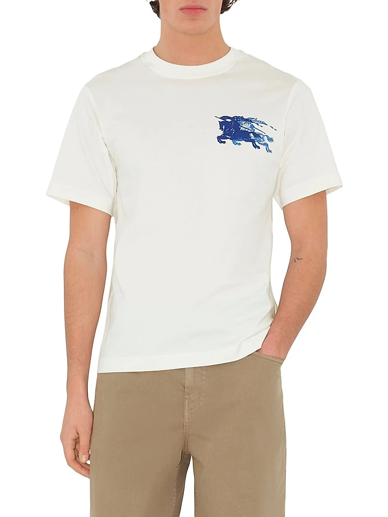 Double Equestrian Knight Design Cotton T-Shirt