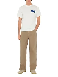 Double Equestrian Knight Design Cotton T-Shirt