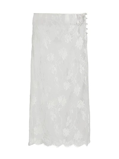 Dominique Floral Lace Cotton-Silk Midi-Skirt