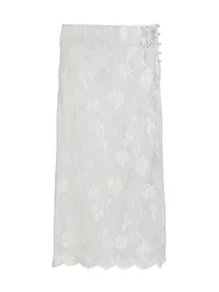 Dominique Floral Lace Cotton-Silk Midi-Skirt