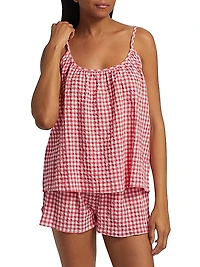 Gingham Seersucker Cami Boxer Pajamas