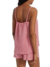 Gingham Seersucker Cami Boxer Pajamas