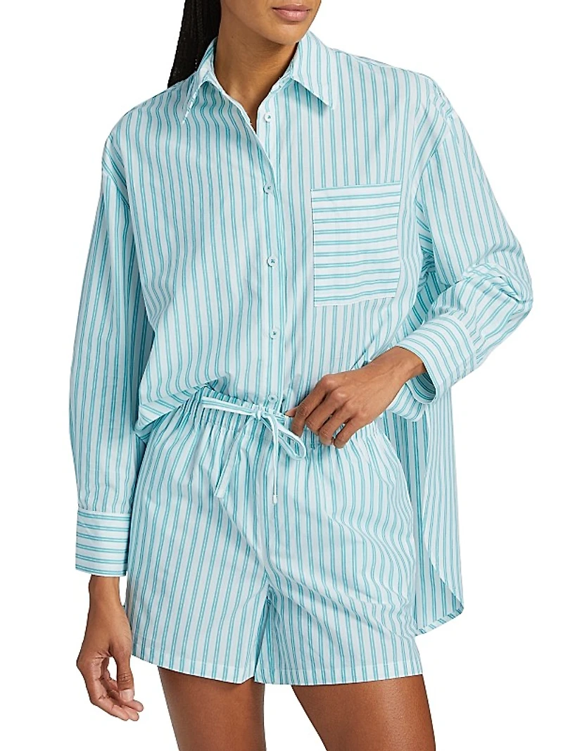 Striped Shirting Boxer Pajama Set