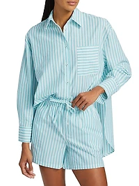 Striped Shirting Boxer Pajama Set