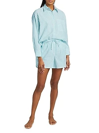 Striped Shirting Boxer Pajama Set