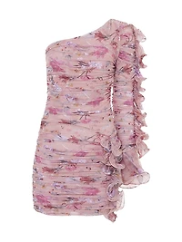 Lily Floral Ruffle One-Shoulder Minidress