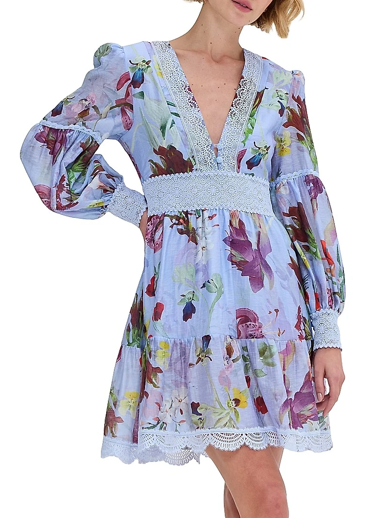 Lily Floral Plunge Minidress