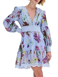 Lily Floral Plunge Minidress