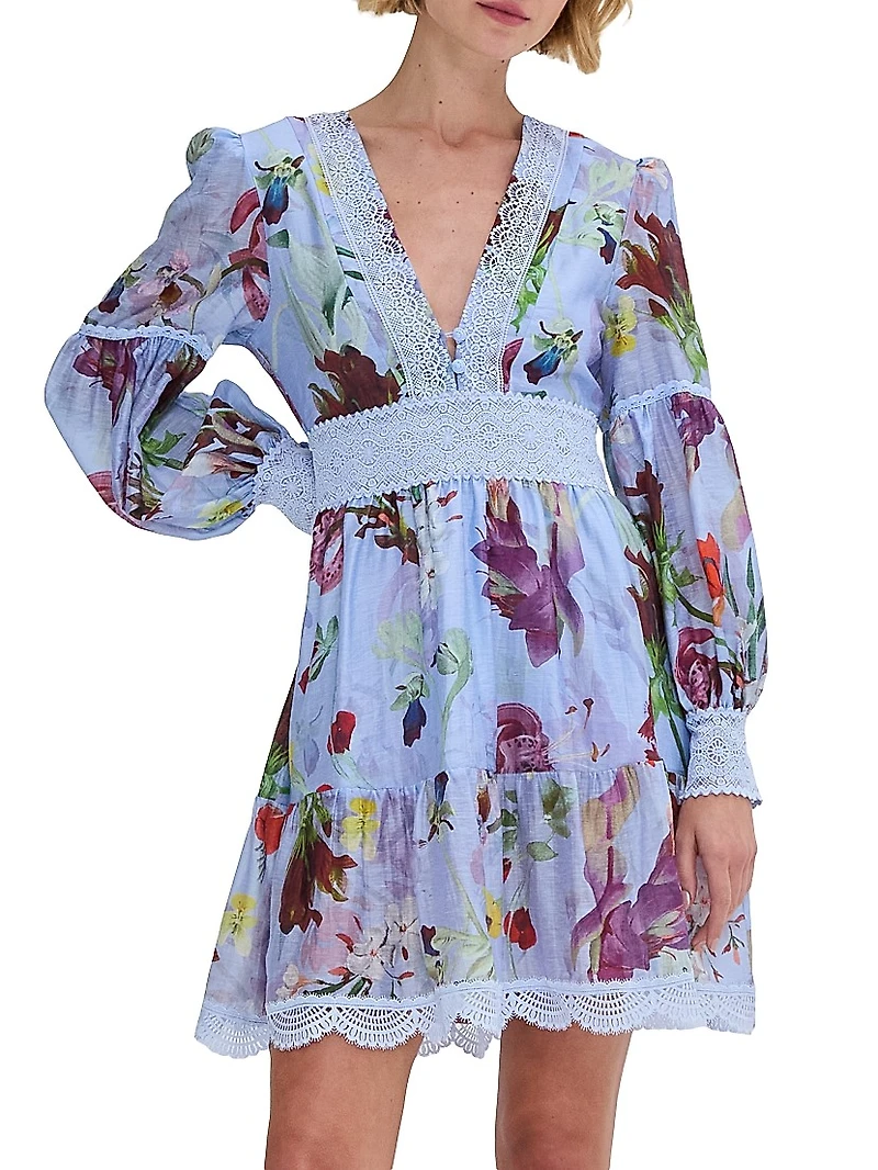 Lily Floral Plunge Minidress