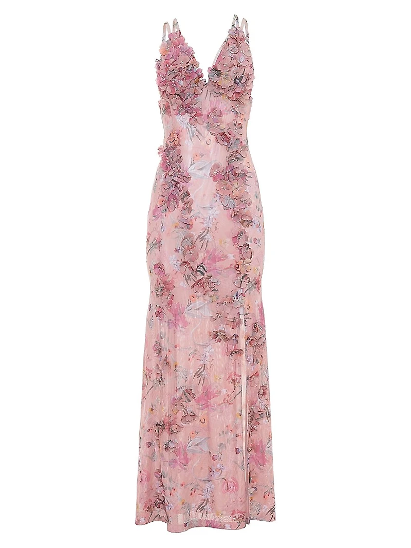 Lily Floral Appliqué Body-Con Gown