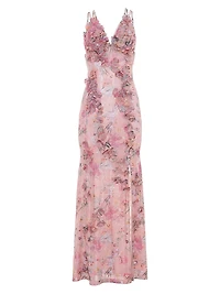 Lily Floral Appliqué Body-Con Gown
