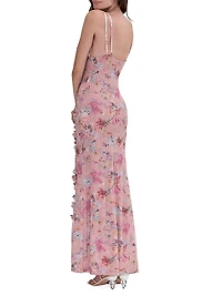 Lily Floral Appliqué Body-Con Gown