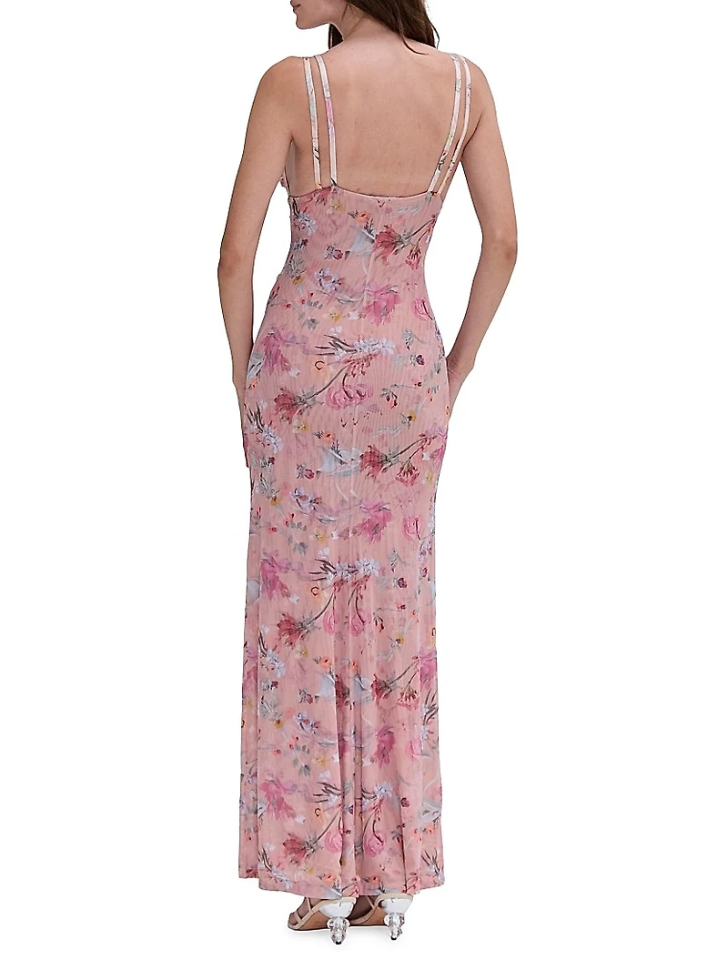 Lily Floral Appliqué Body-Con Gown