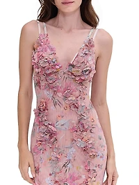 Lily Floral Appliqué Body-Con Gown