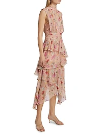 Lily Flower Sleeveless Midi-Dress