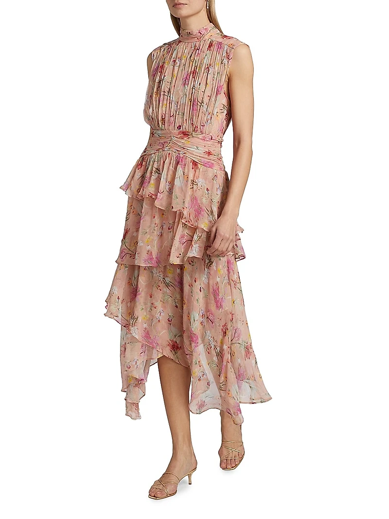 Lily Flower Sleeveless Midi-Dress